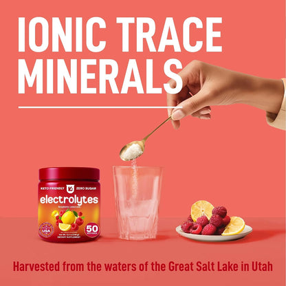 Electrolytes Powder – Raspberry Lemonade Flavor 50 Servings – No Sugar Hydration Supplement with Magnesium, Potassium, Sodium – Keto, Vegan, Fasting-Friendly, Zero Calorie Electrolyte Drink