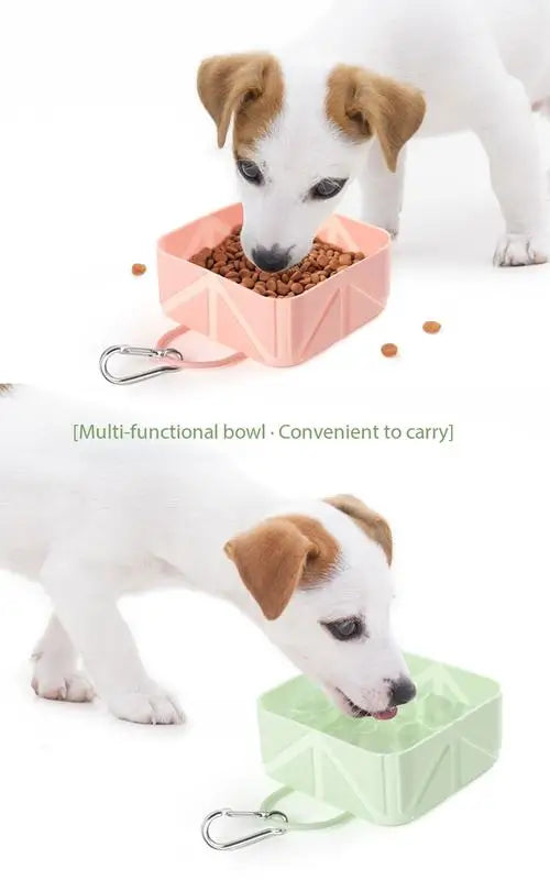 Hot Sale Square Silicone Collapsible Pet Bowl Portable Foldable Travel Dog Water Feeder Silicon Drinking Dish for Camping